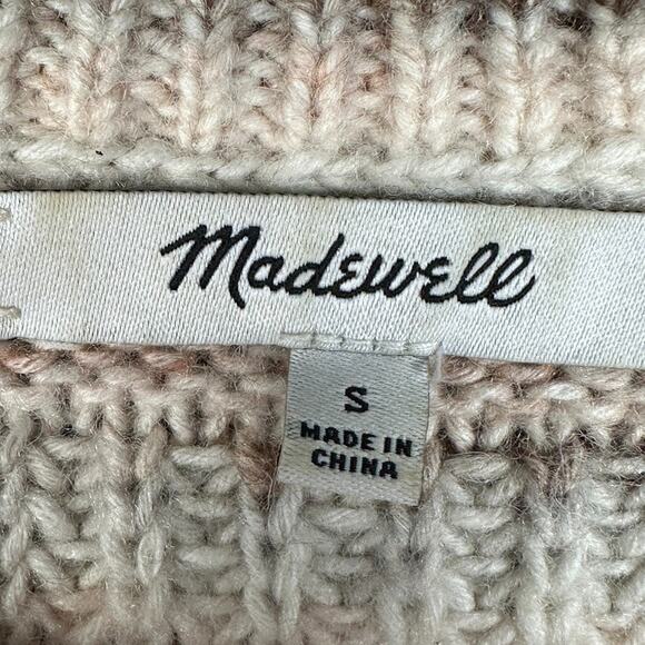 Madewell Sweater Womens Small Tan Striped Wool Blend Cozy Comfort Stretch Boho - Picture 6 of 11